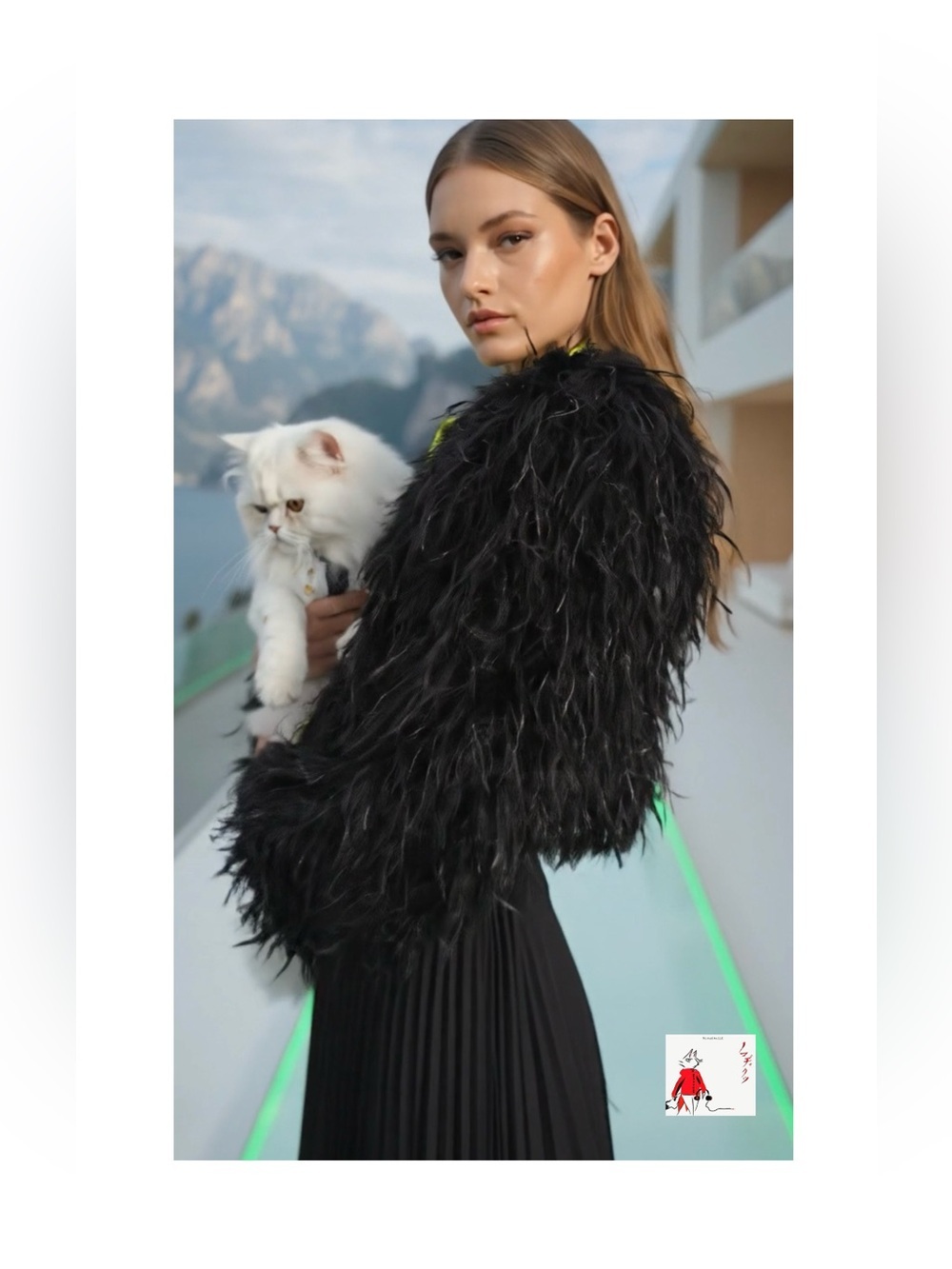 Black Feathered Fashion Portrait digital Art Print - Elegant Home Wall Art